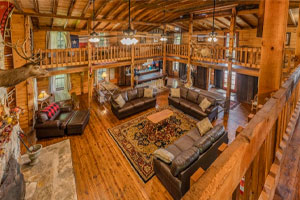 Deerwoode Reserve | log cabin, large living room